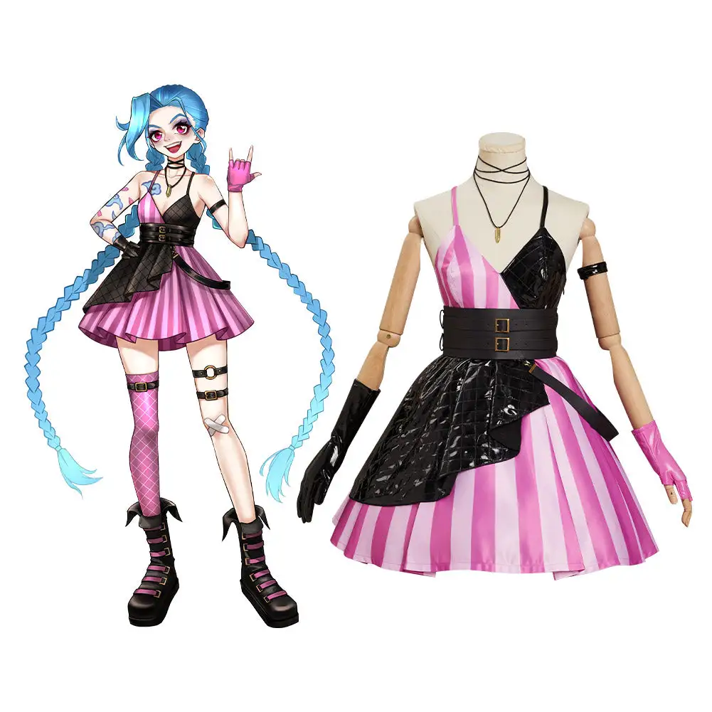 CosplaySky LoL Jinx Original Design Cosplay Costume Goth Lolita Dress Outfits-cossky®