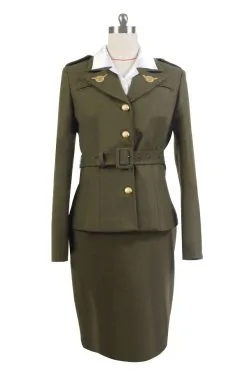 NewCosplay Captain America: The First Avenger Agent Peggy Carter Suit Cosplay Costume Version Green