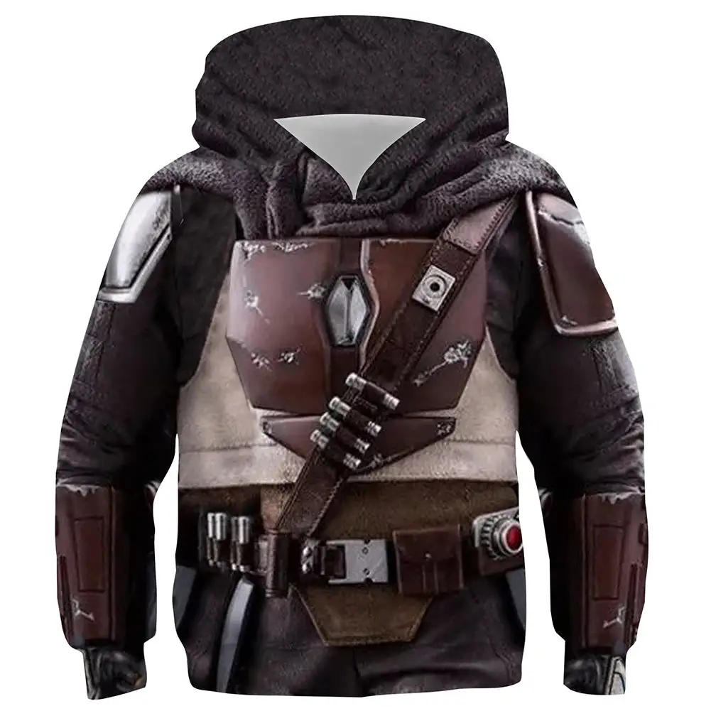 New Cosplaysky Kids Star Wars Hoodie The Mandalorian Cosplay Hooded Pullover Sweatshirt Cosplay Costume