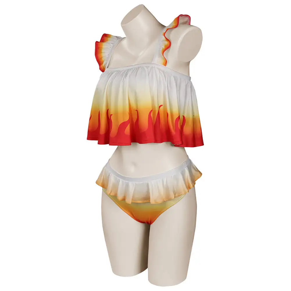 NewCosplay Rengoku Kyoujurou Bikni Swimsuit Original Designers Cosplay Costume-Cossky® - Image 3
