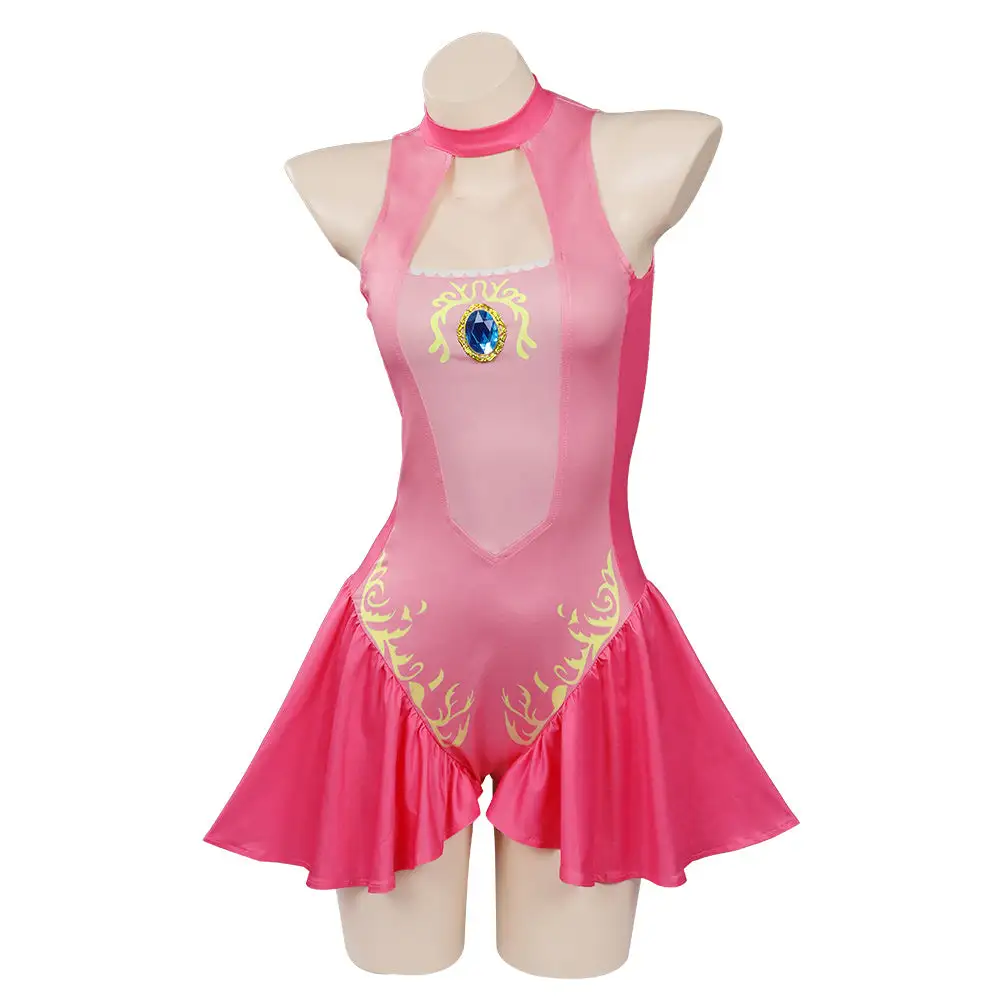 INSWEAR Princess Peach Swimsuit Cosplay Costume Jumpsuit Swimwear Outfits - Image 2