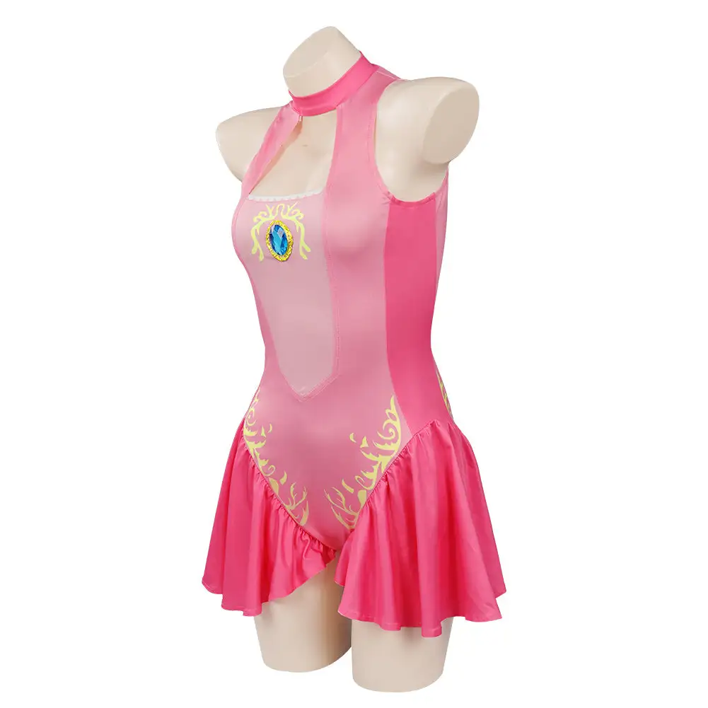 INSWEAR Princess Peach Swimsuit Cosplay Costume Jumpsuit Swimwear Outfits - Image 3
