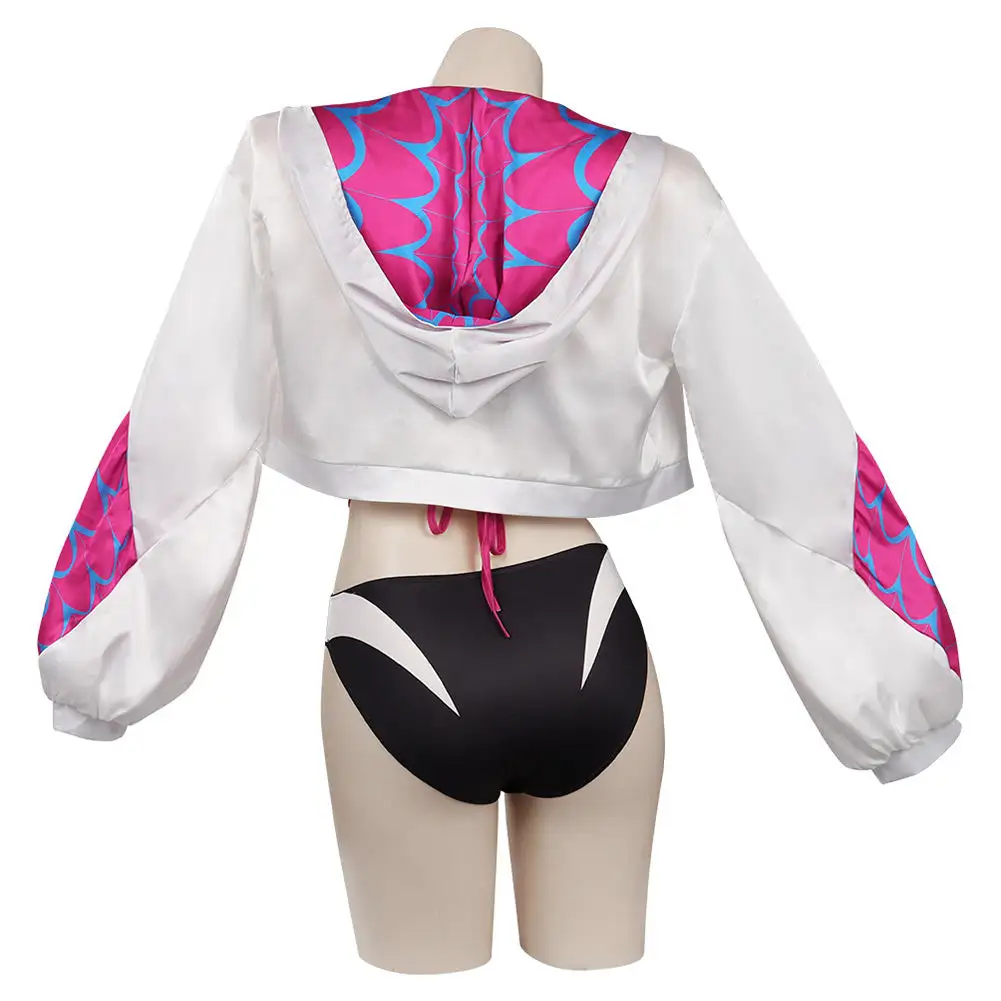 CosplaySky Spider-Man: Across The Spider-Verse Gwen Stacy Cosplay CostumeTop Shorts Cloak Swimsuit Outfits Halloween Carnival Suit - Image 4