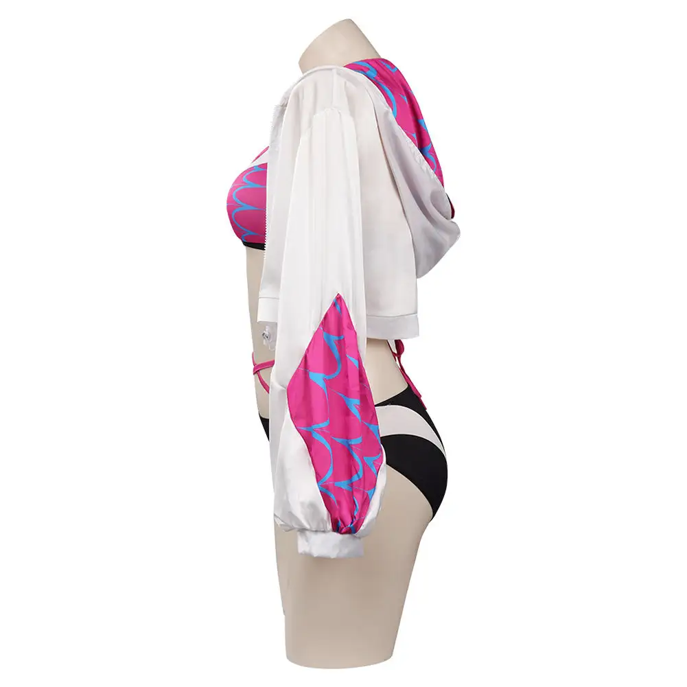CosplaySky Spider-Man: Across The Spider-Verse Gwen Stacy Cosplay CostumeTop Shorts Cloak Swimsuit Outfits Halloween Carnival Suit - Image 6