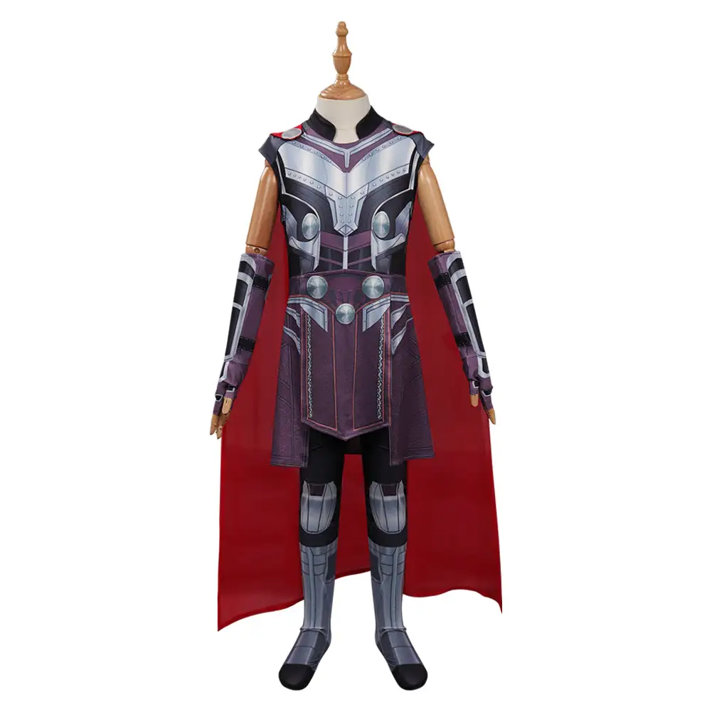CosplaySky Kids Children Thor: Love And Thunder Thor Cosplay Costume Jumpsuit Cloak Outfits Halloween Carnival Suit