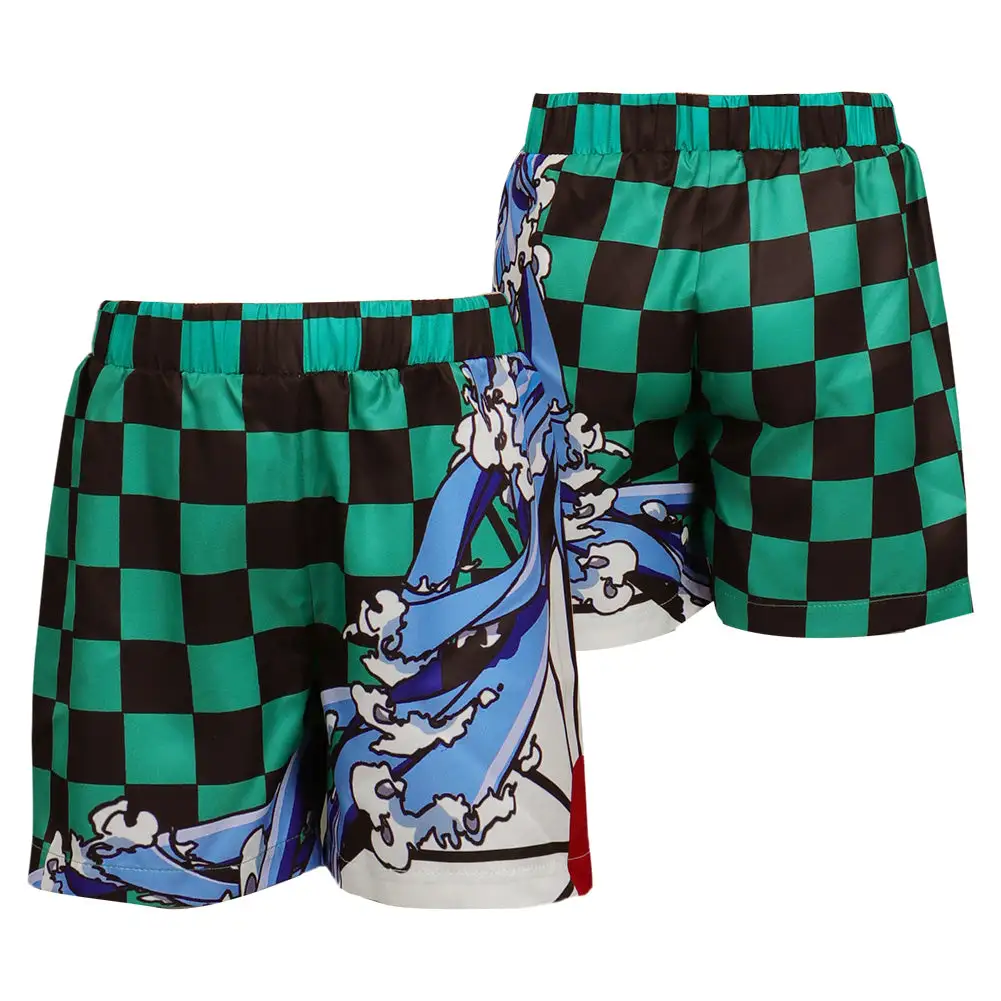 NewCosplay Kids Children Kamado Tanjirou Original Designer Cosplay Costume Beach Shorts Pants-cossky® - Image 2