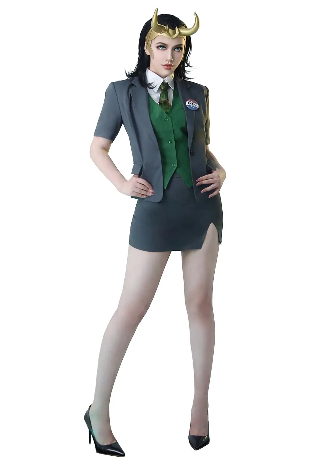New Cosplaysky Loki 2021 Female Loki Outfit Halloween Original Designers Cosplay Costume - Image 3