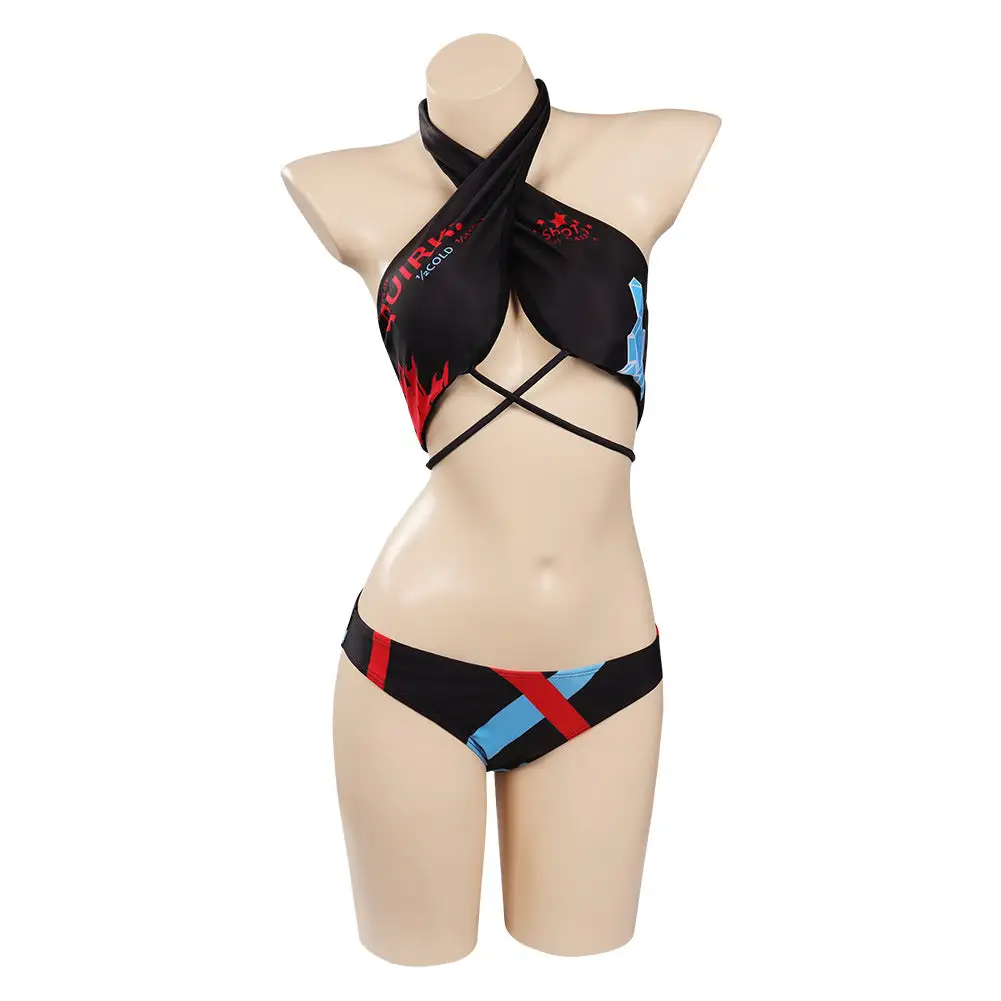 Fansholiday Todoroki Shoto Original Design Cosplay Bikini Top Shorts Cloak Swimsuit - Image 5