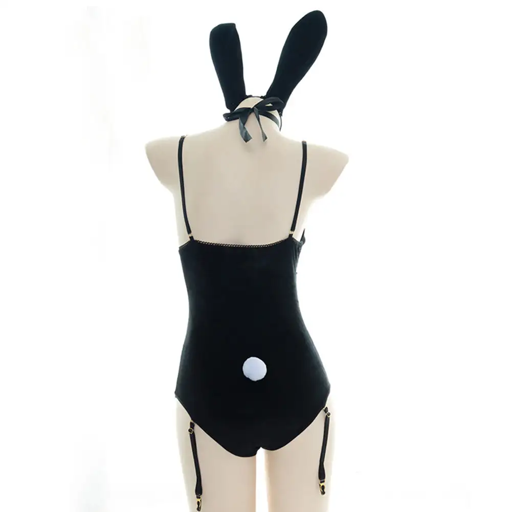 NewCosplay Black Velvet Rabbit Bunny Girls Uniform Jumpsuit Outfits Halloween Carnival Suit Cosplay Costume - Image 4