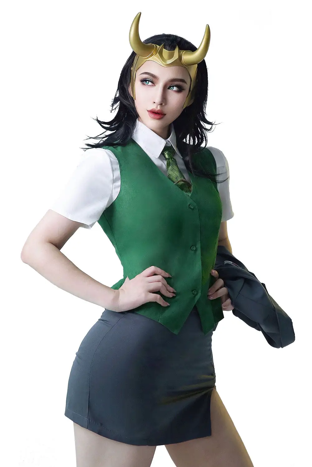 New Cosplaysky Loki 2021 Female Loki Outfit Halloween Original Designers Cosplay Costume - Image 6