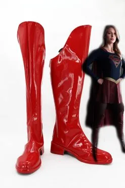 NewCosplay CBS TV Supergirl Kara Danvers Cosplay Prop Shoes Rain Boots Jackboots Kneeboots