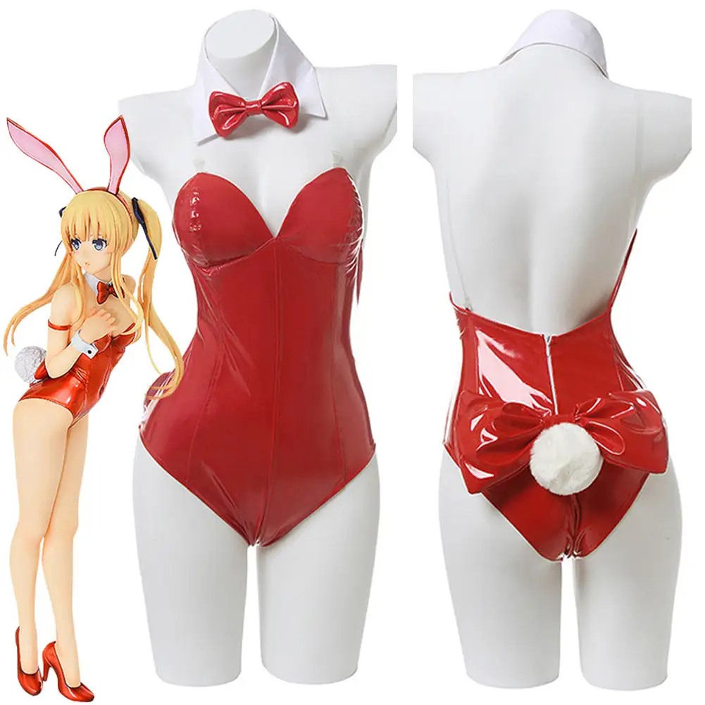 NewCosplay Anime Saenai Heroine No Sodatekata Eriri Spencer Sawamura Sexy Red Bunny Girl Costume Women Sexy Jumpsuit Cosplay Costume