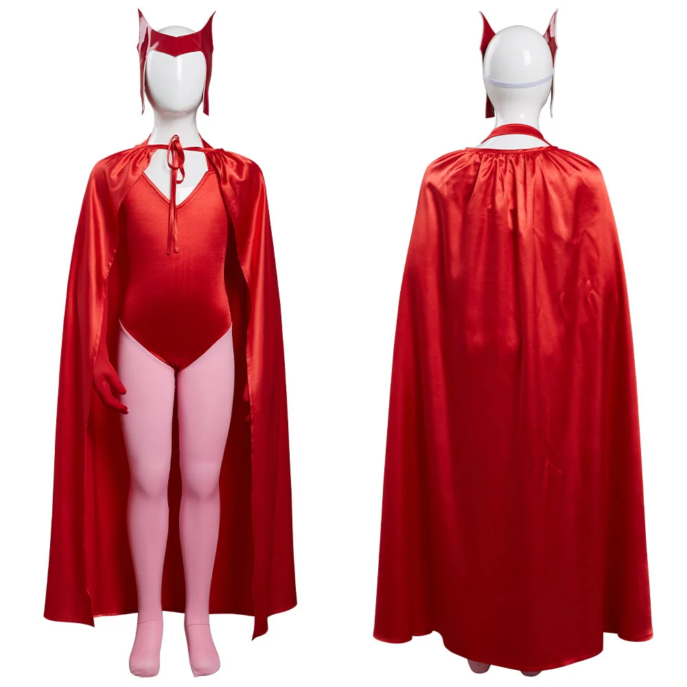 NewCosplay WandaVision Scarlet Witch Wanda Maximoff Costume For Kids Children Cosplay Costume