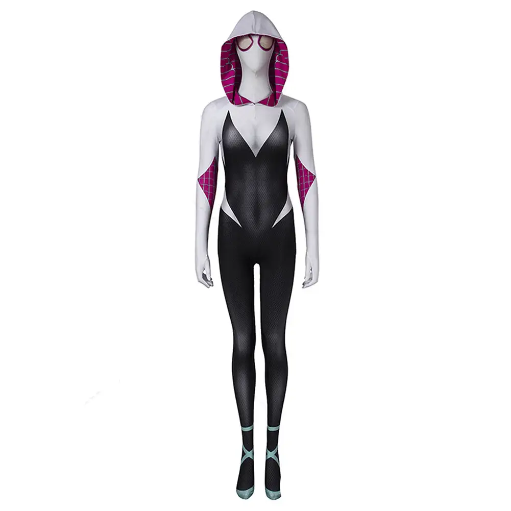 NewCosplay Spider-Man: Into The Spider-Verse Gwen Stacy Jumpsuit Halloween Carnival Suit Cosplay Costume