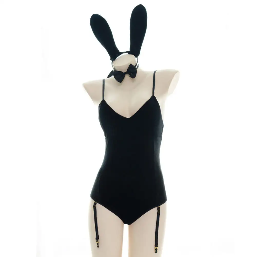 NewCosplay Black Velvet Rabbit Bunny Girls Uniform Jumpsuit Outfits Halloween Carnival Suit Cosplay Costume - Image 2