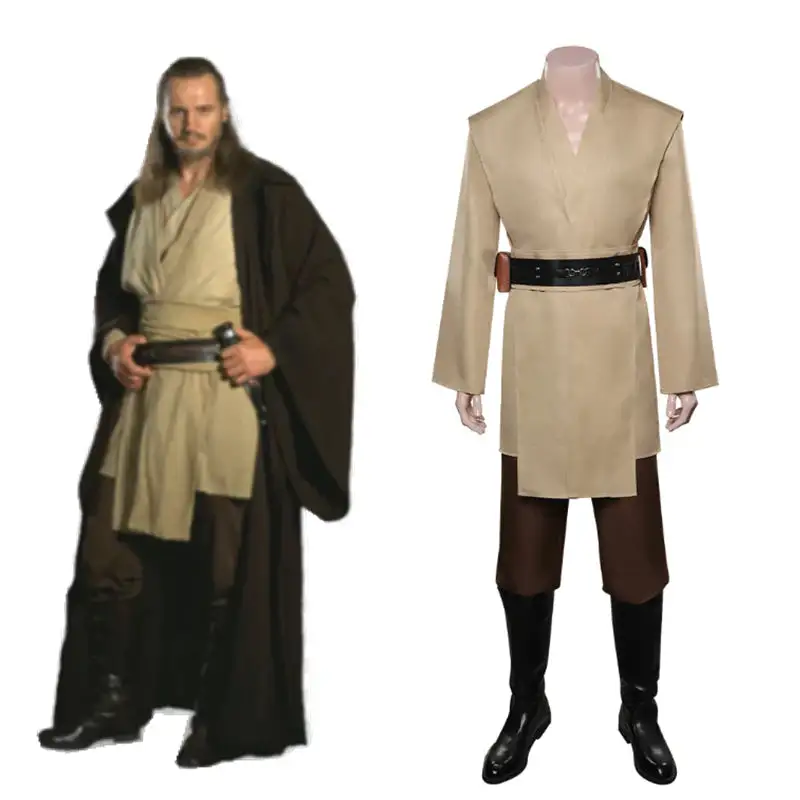 NewCosplay Star Wars Tales Of The Jedi Qui-Gon Jinn Cosplay Costume Outfits Halloween Carnival Suit