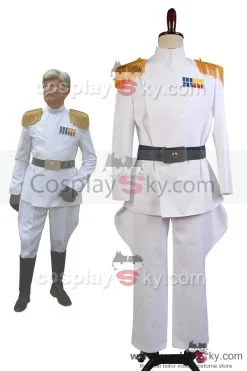 NewCosplay Star Wars Imperial Officer White Grand Admiral Uniform Cosplay Costume