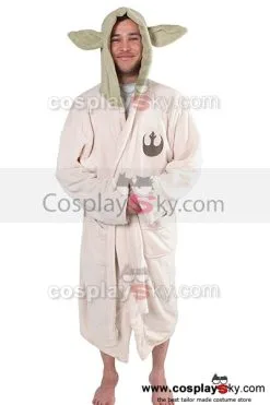 NewCosplay Star Wars Yoda Jedi Ears Fleece Bathrobe Hooded Robe Costume Adult Size